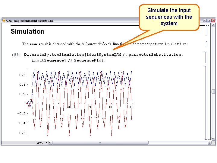Simulate the input sequences with the system 