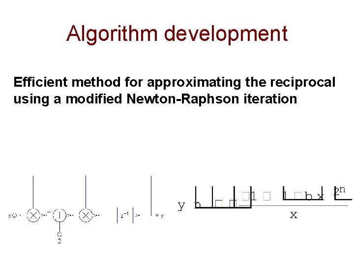Algorithm development Efficient method for approximating the reciprocal using a modified Newton-Raphson iteration 
