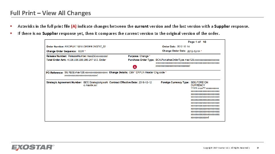 Full Print – View All Changes § Asterisks in the full print file (A)