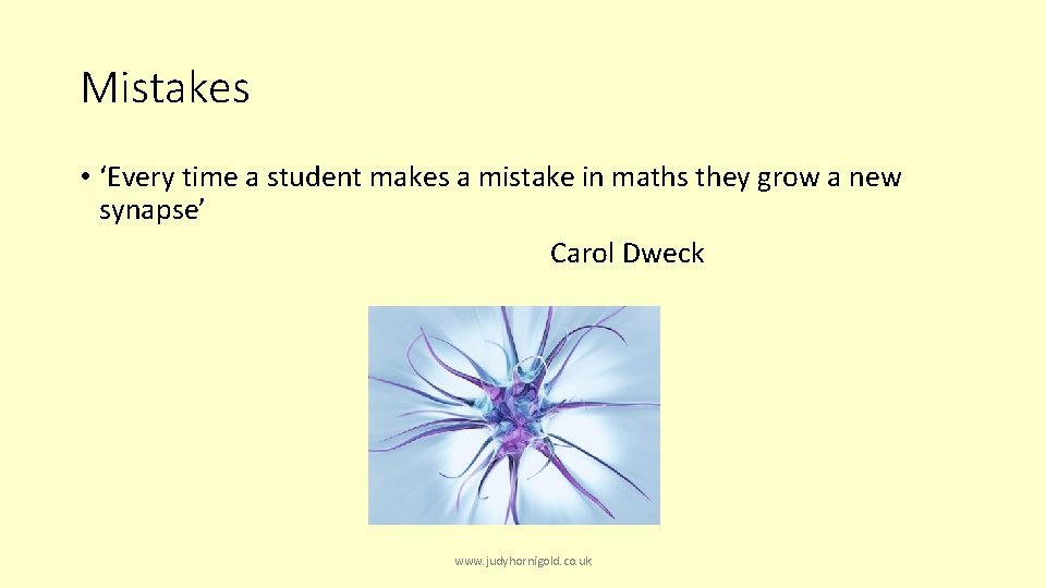 Mistakes • ‘Every time a student makes a mistake in maths they grow a