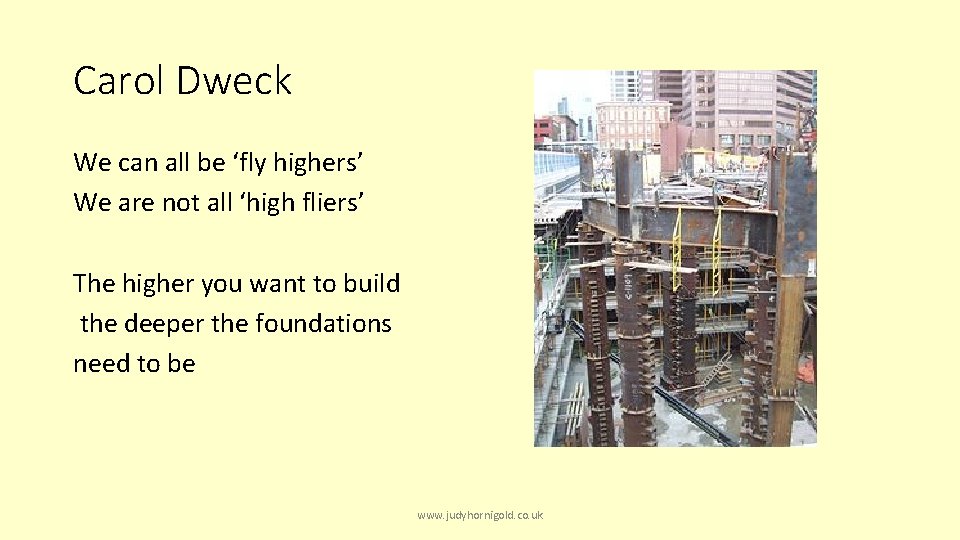 Carol Dweck We can all be ‘fly highers’ We are not all ‘high fliers’