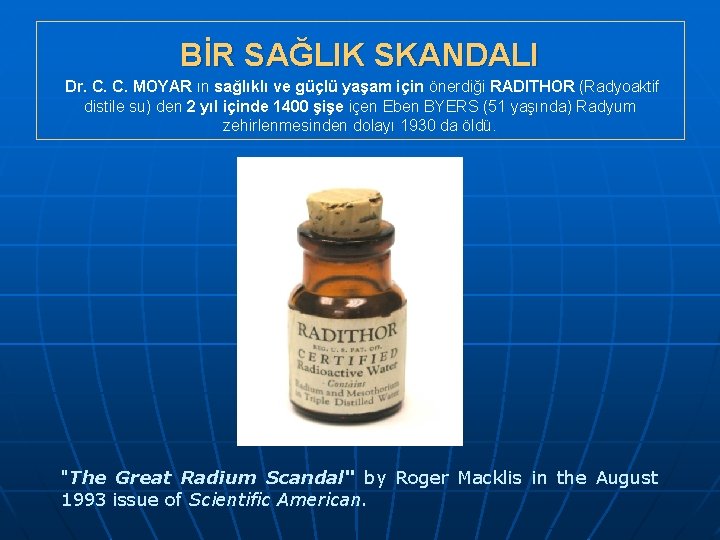 BİR SAĞLIK SKANDALI Dr. C. C. MOYAR ın sağlıklı ve güçlü yaşam için önerdiği