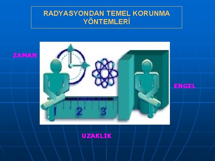 RADYASYONDAN TEMEL KORUNMA YÖNTEMLERİ ZAMAN ENGEL UZAKLIK 