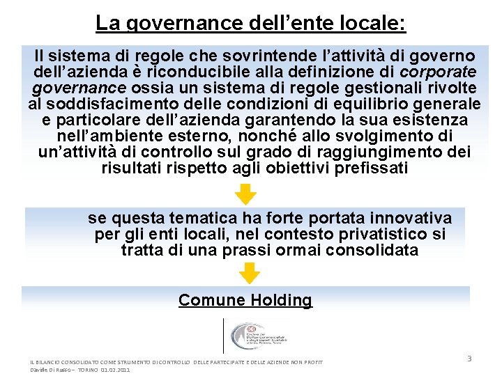 La governance dell’ente locale: Il sistema di regole che sovrintende l’attività di governo dell’azienda