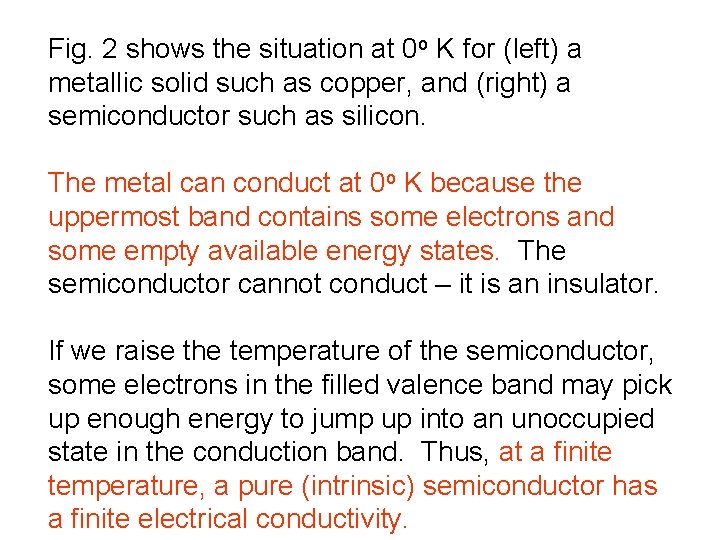 Fig. 2 shows the situation at 0 o K for (left) a metallic solid