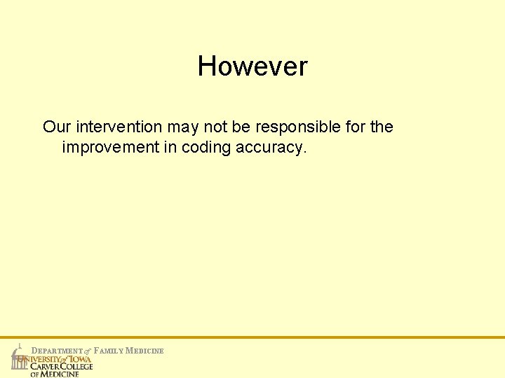 However Our intervention may not be responsible for the improvement in coding accuracy. DEPARTMENT