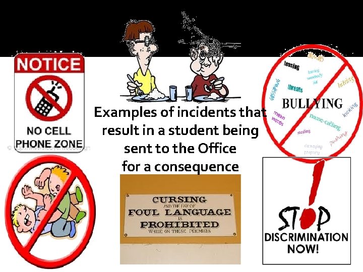 Examples of incidents that result in a student being sent to the Office for