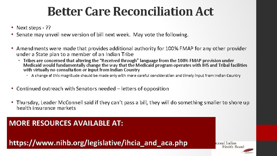 Better Care Reconciliation Act • Next steps - ? ? • Senate may unveil
