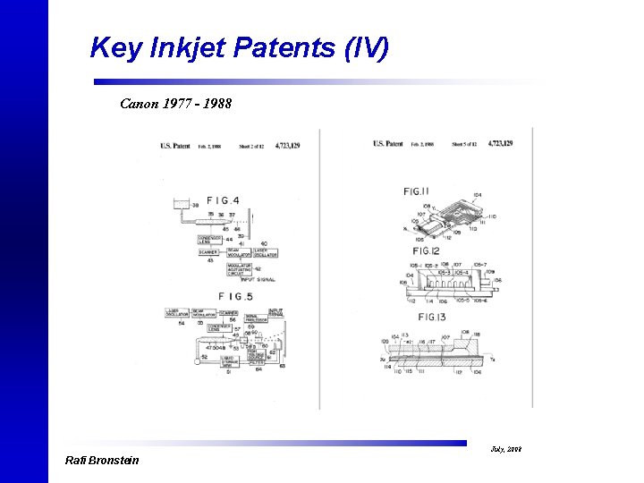 Key Inkjet Patents (IV) Canon 1977 - 1988 July, 2008 Rafi Bronstein 