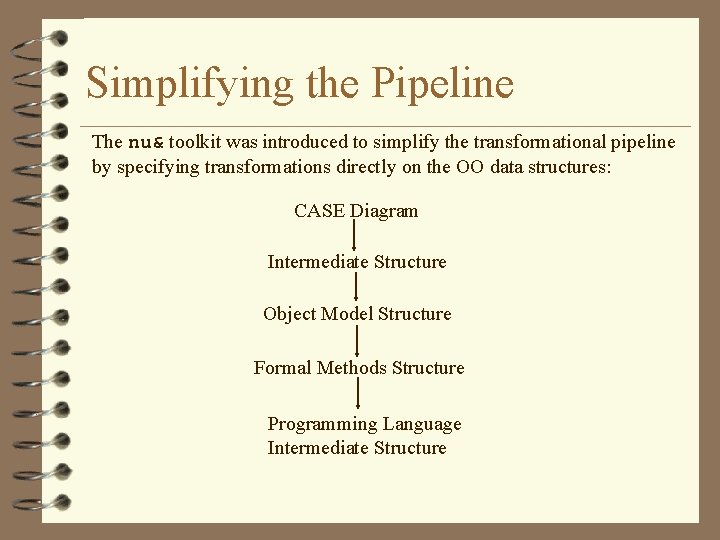 Simplifying the Pipeline The nu& toolkit was introduced to simplify the transformational pipeline by