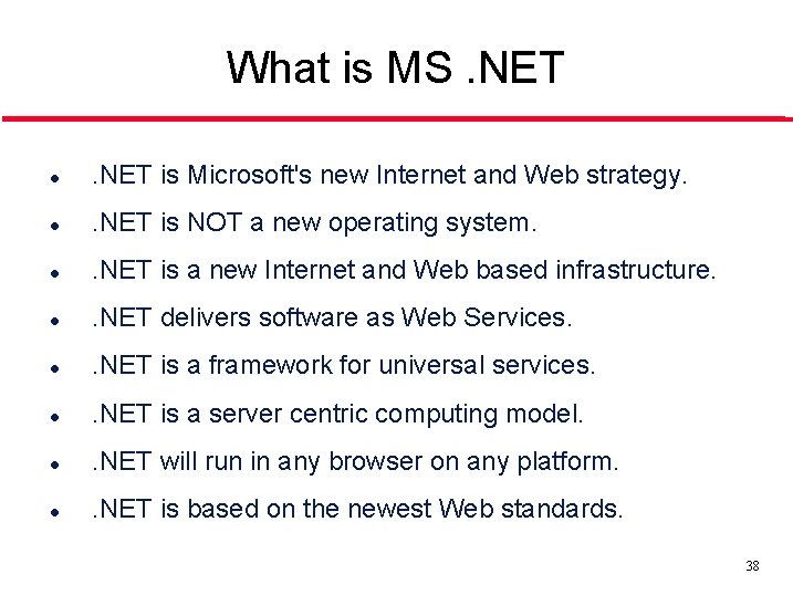 What is MS. NET l . NET is Microsoft's new Internet and Web strategy.