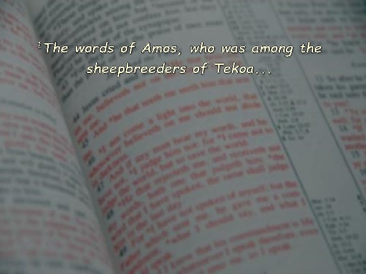 1 The words of Amos, who was among the sheepbreeders of Tekoa. . .