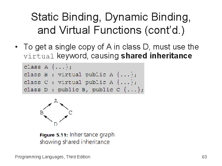 Static Binding, Dynamic Binding, and Virtual Functions (cont’d. ) • To get a single