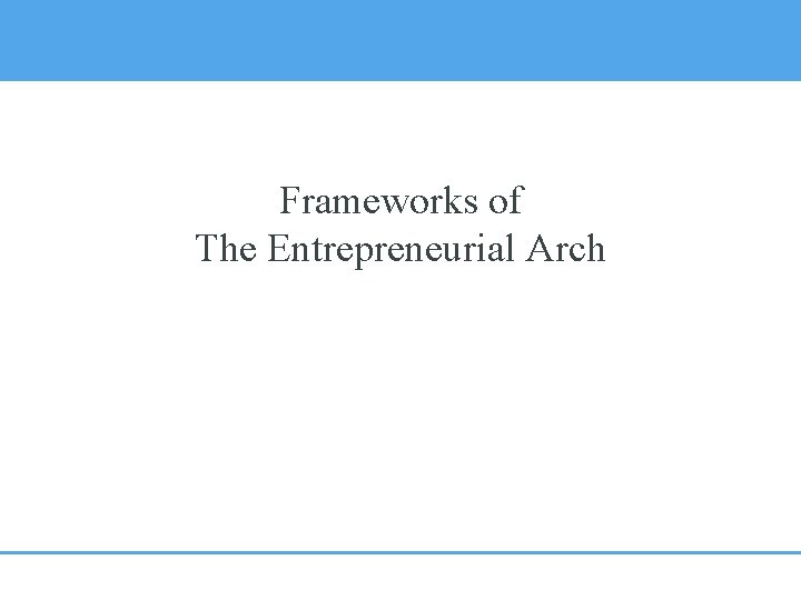 Frameworks of The Entrepreneurial Arch 