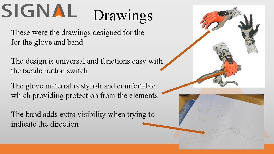 Drawings These were the drawings designed for the glove and band The design is