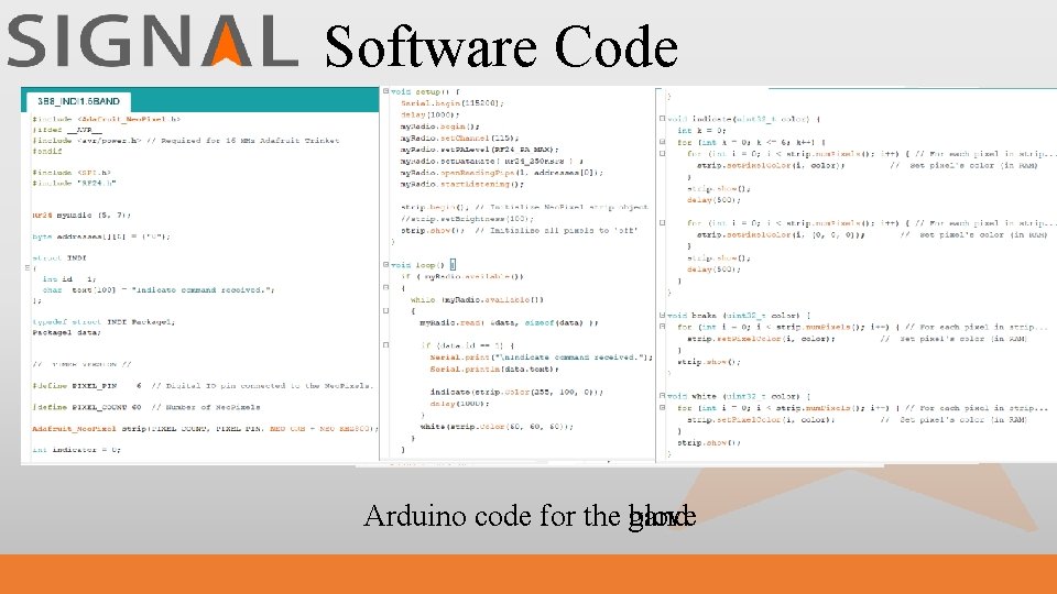 Software Code Arduino code for the band glove 