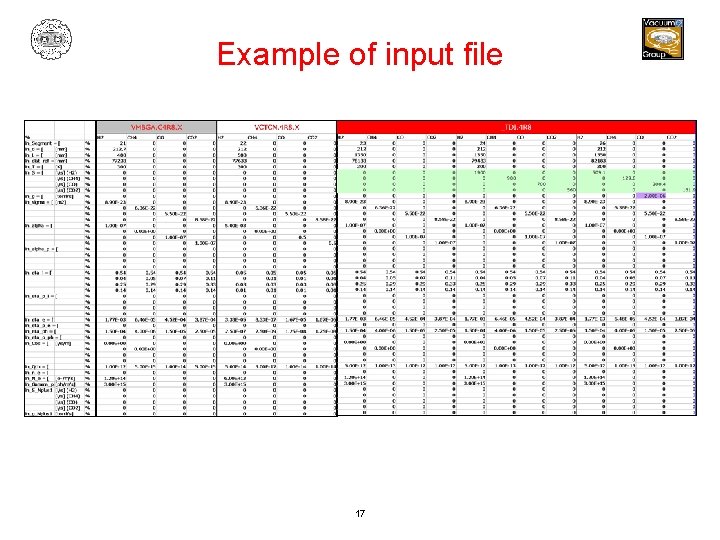 Example of input file 17 