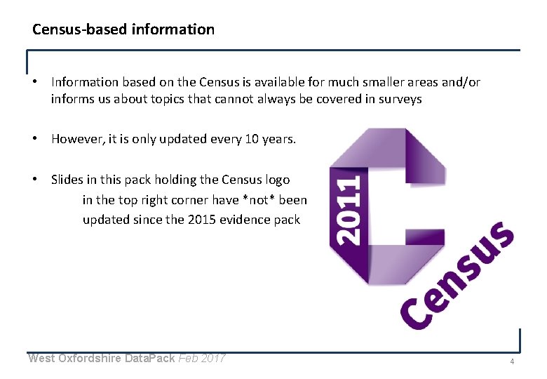 Census-based information • Information based on the Census is available for much smaller areas