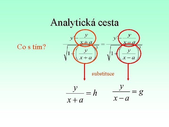 Analytická cesta Co s tím? substituce 