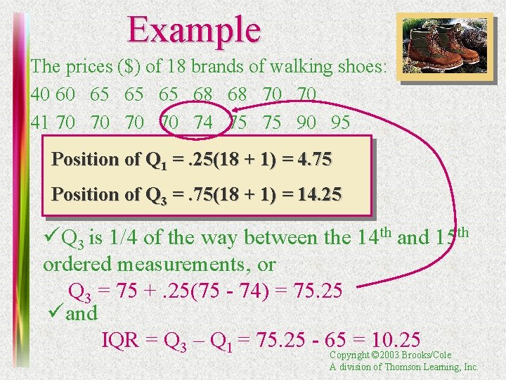 Example The prices ($) of 18 brands of walking shoes: 40 60 65 65