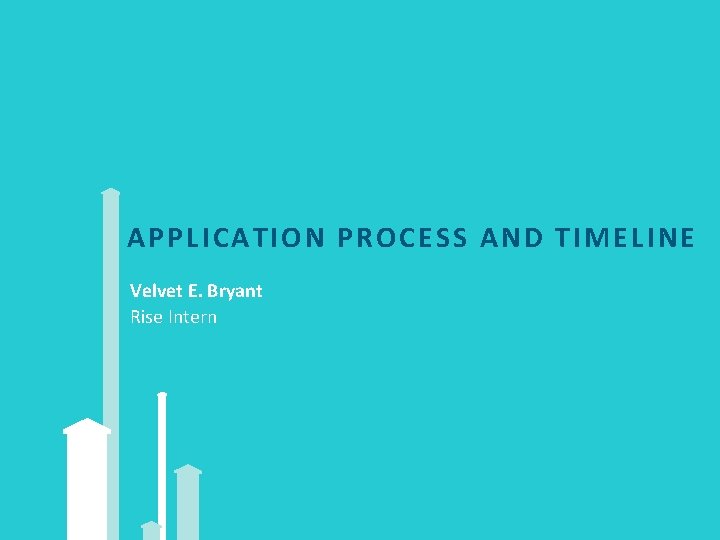 APPL ICATION P ROCESS AND TIMELINE Velvet E. Bryant Rise Intern 