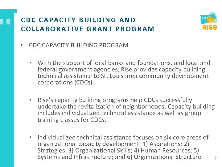 CDC CAPACITY BUILDING AND COLLABORATIVE GRANT PROGRAM • CDC CAPACITY BUILDING PROGRAM • With