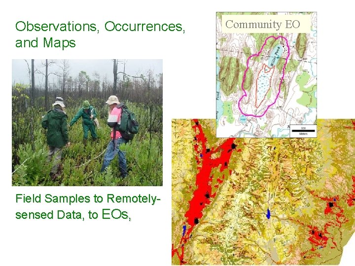 Observations, Occurrences, and Maps Field Samples to Remotelysensed Data, to EOs, Community EO 