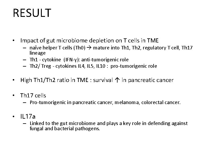 RESULT • Impact of gut microbiome depletion on T cells in TME – naïve