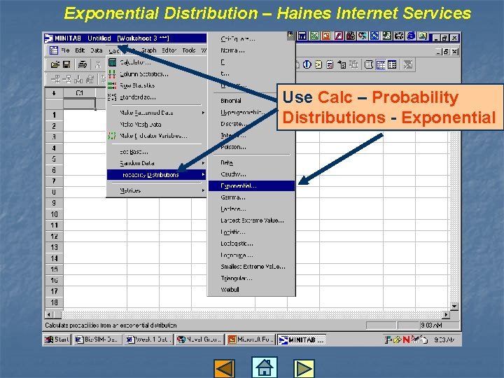 Exponential Distribution – Haines Internet Services Use Calc – Probability Distributions - Exponential 