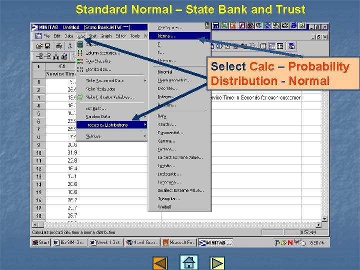 Standard Normal – State Bank and Trust Select Calc – Probability Distribution - Normal