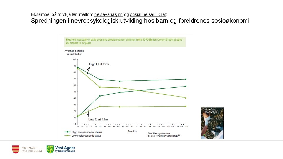 Eksempel på forskjellen mellom helsevariasjon og sosial helseulikhet: Spredningen i nevropsykologisk utvikling hos barn