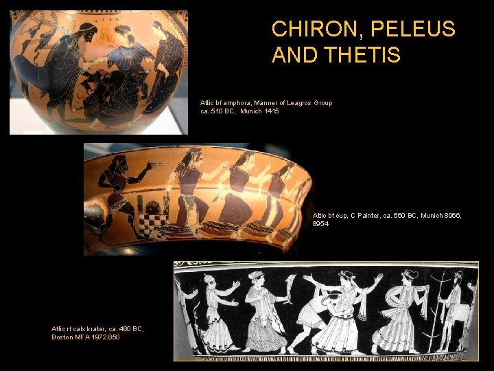 CHIRON, PELEUS AND THETIS Attic bf amphora, Manner of Leagros Group ca. 510 BC,