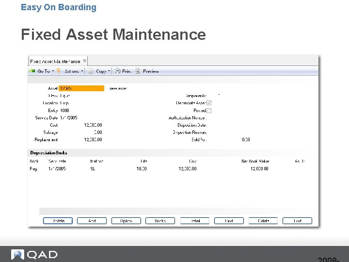 Easy On Boarding Fixed Asset Maintenance 
