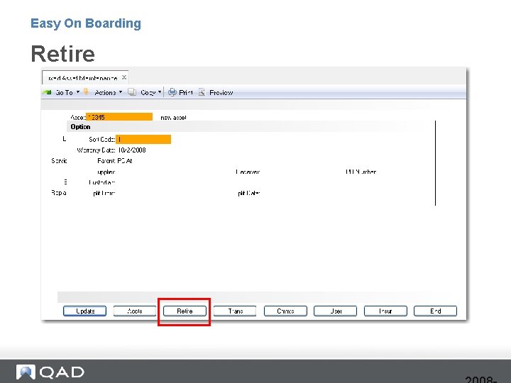 Easy On Boarding Retire 