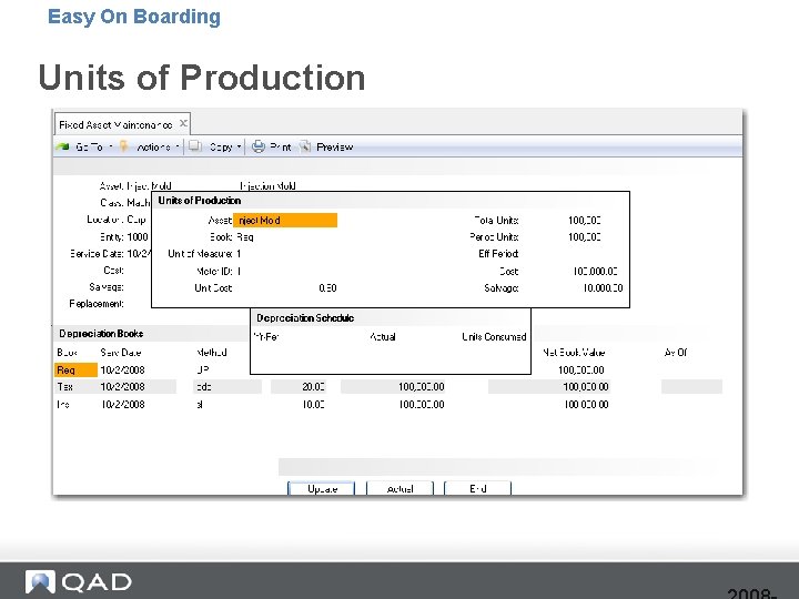 Easy On Boarding Units of Production 