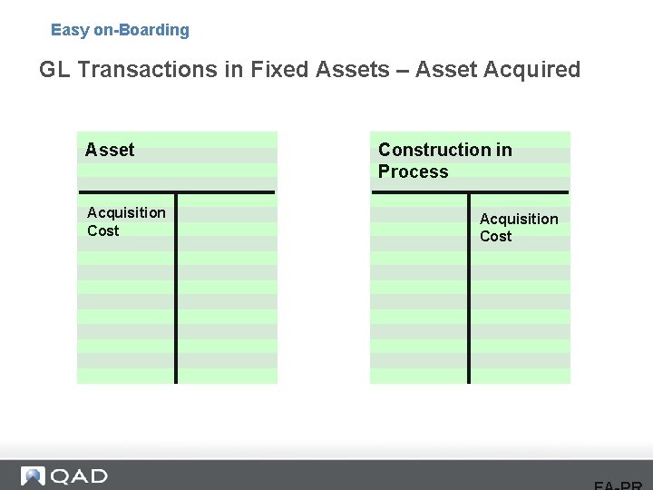Easy on-Boarding GL Transactions in Fixed Assets – Asset Acquired Asset Acquisition Cost Construction