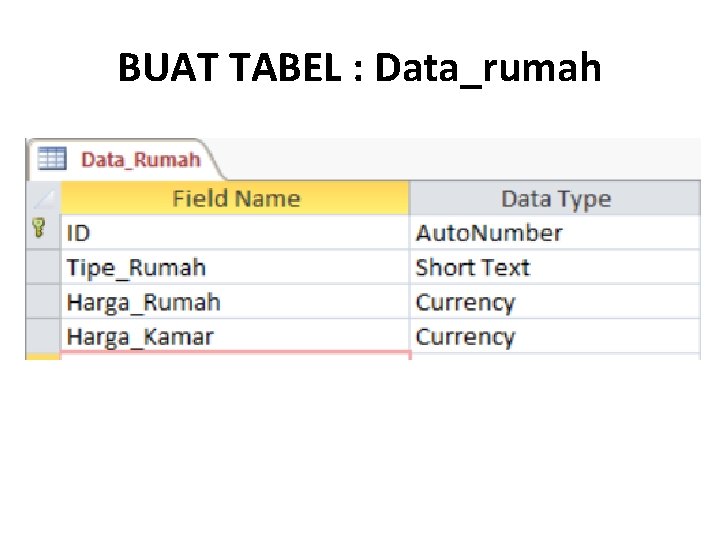BUAT TABEL : Data_rumah 