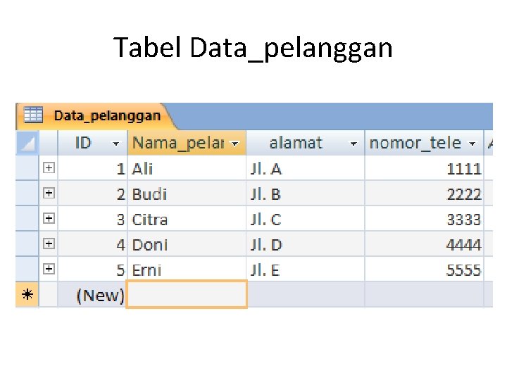 Tabel Data_pelanggan 