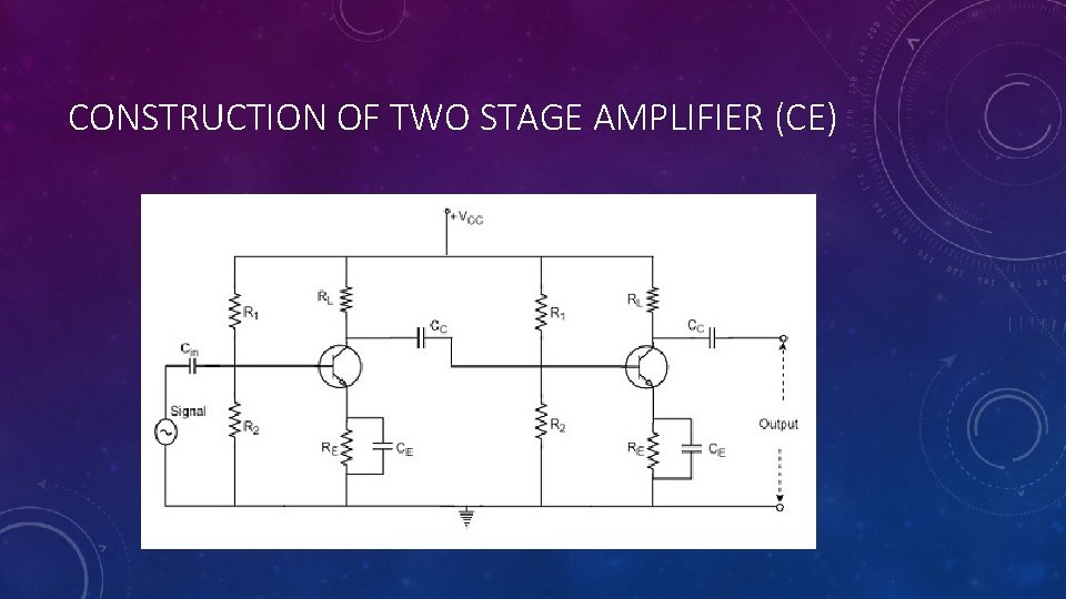 CONSTRUCTION OF TWO STAGE AMPLIFIER (CE) 