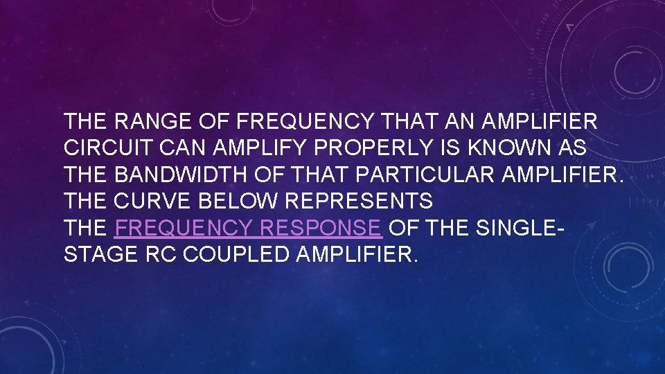 THE RANGE OF FREQUENCY THAT AN AMPLIFIER CIRCUIT CAN AMPLIFY PROPERLY IS KNOWN AS