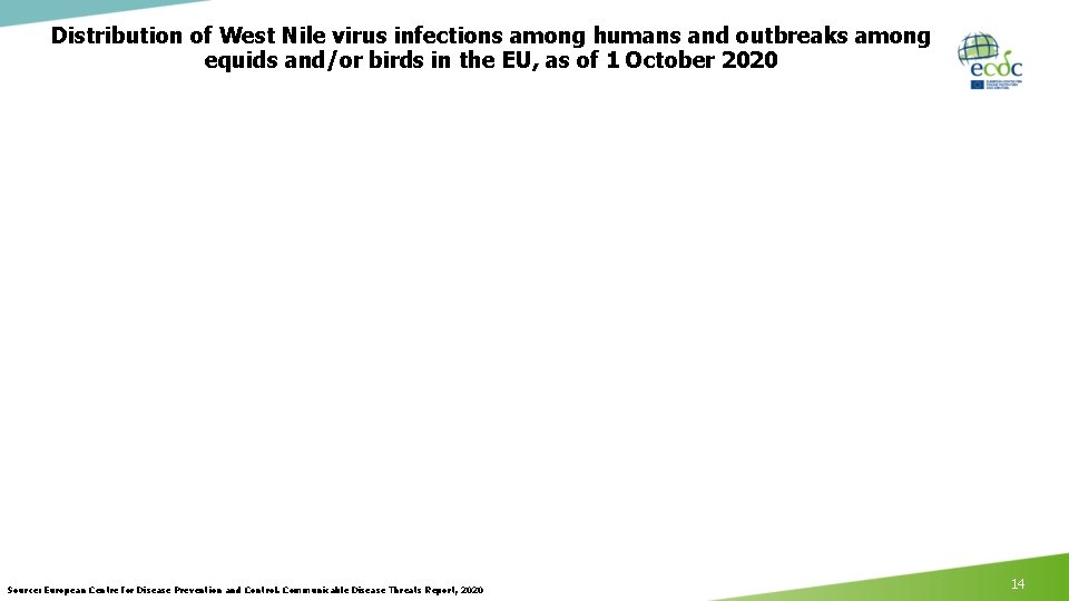 Distribution of West Nile virus infections among humans and outbreaks among equids and/or birds Distribution of West Nile virus infections among humans and outbreaks among equids and/or birds
