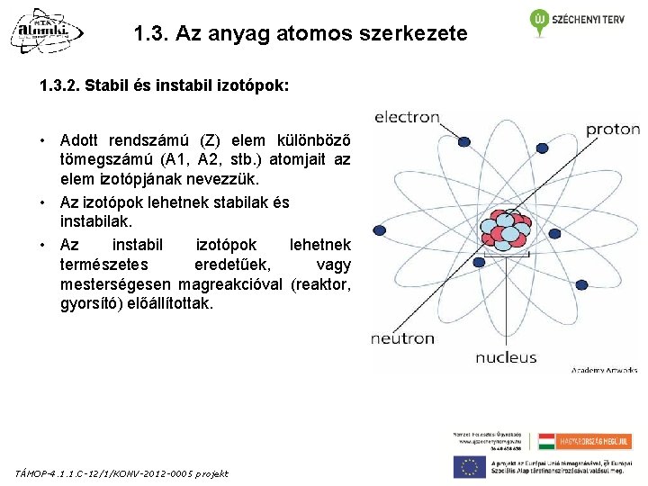1. 3. Az anyag atomos szerkezete 1. 3. 2. Stabil és instabil izotópok: • 1. 3. Az anyag atomos szerkezete 1. 3. 2. Stabil és instabil izotópok: •
