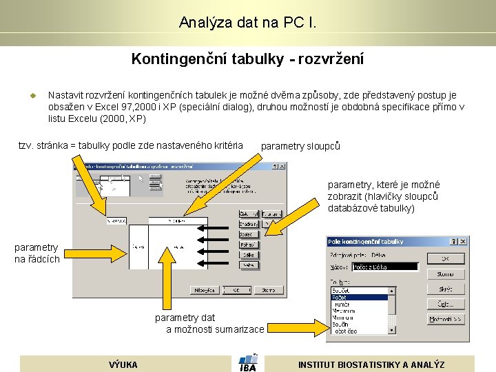 Analýza dat na PC I. Kontingenční tabulky - rozvržení u Nastavit rozvržení kontingenčních tabulek Analýza dat na PC I. Kontingenční tabulky - rozvržení u Nastavit rozvržení kontingenčních tabulek