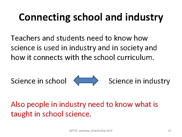 Connecting school and industry Teachers and students need to know how science is used