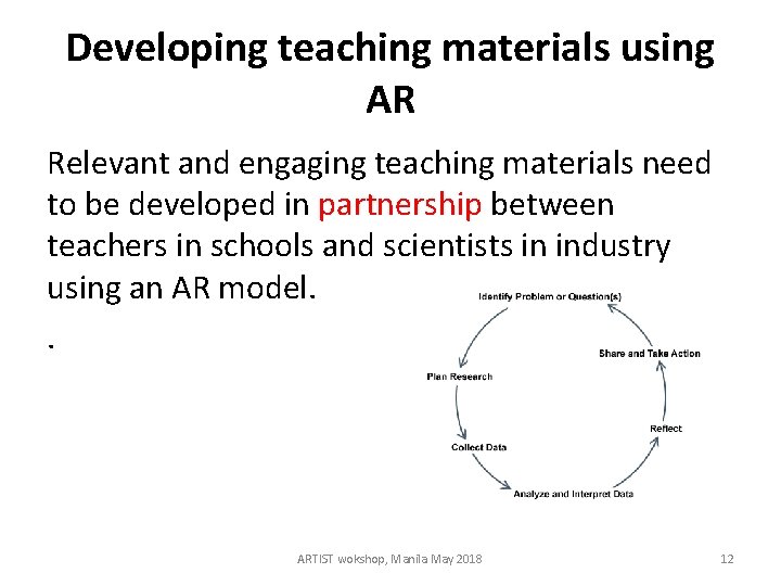 Developing teaching materials using AR Relevant and engaging teaching materials need to be developed