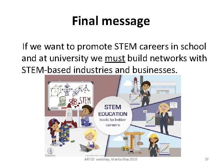 Final message If we want to promote STEM careers in school and at university