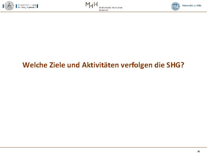 Welche Ziele und Aktivitäten verfolgen die SHG? 18 