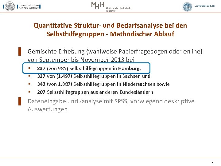 Quantitative Struktur- und Bedarfsanalyse bei den Selbsthilfegruppen - Methodischer Ablauf ▌ Gemischte Erhebung (wahlweise