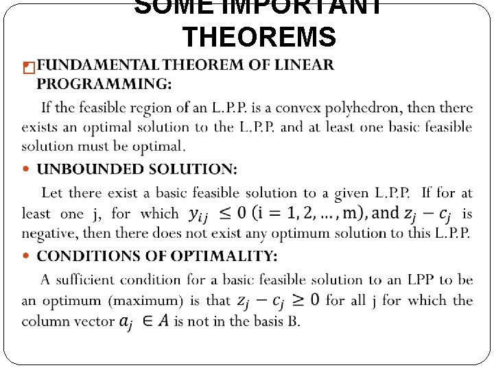 SOME IMPORTANT THEOREMS � SOME IMPORTANT THEOREMS �