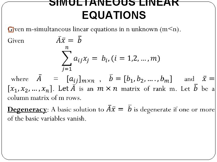 SIMULTANEOUS LINEAR EQUATIONS � 